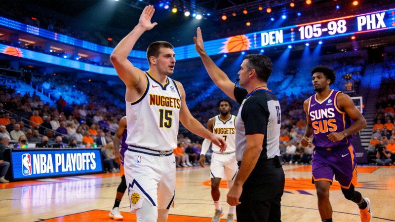 NBA季后赛丹佛掘金队对阵菲尼克斯太阳队比赛现场直播画面